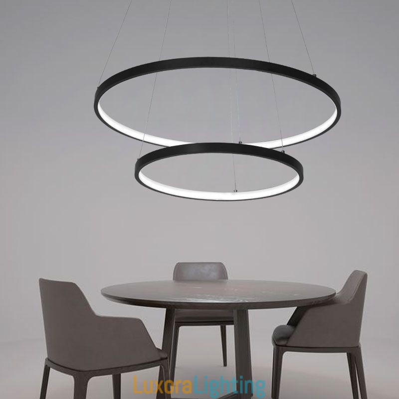 Designer Touch Decorative Modern Simple Pendant Light Aluminum Double Ring Hanging Light
