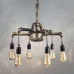 Designer Touch Decorative 6 Light Retro Industrial Vintage Water Pipe Pendant Light Chandelier Country Rustic Style
