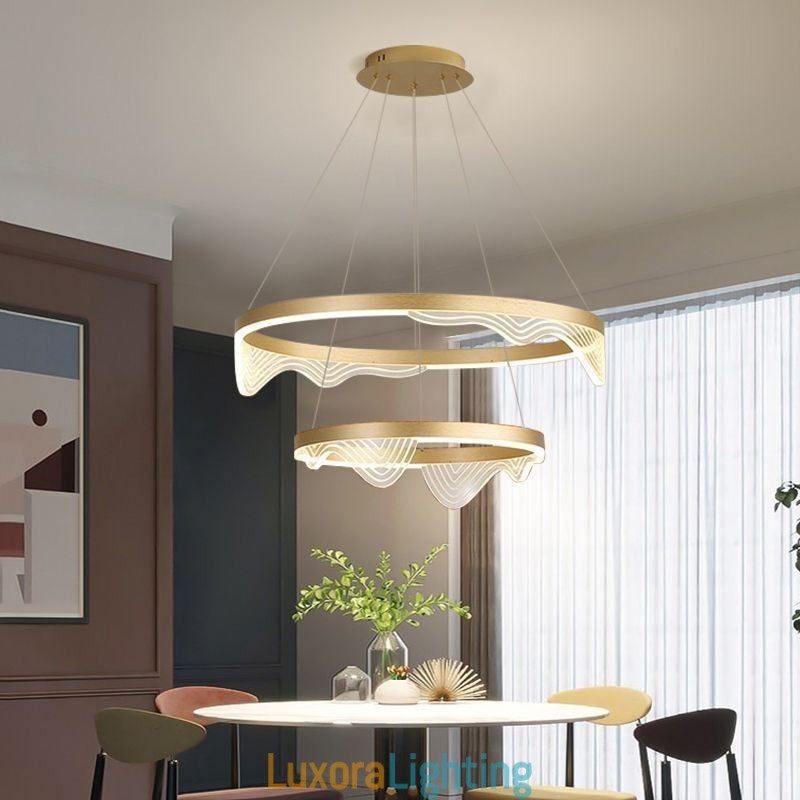 Designer Touch Decorative Golden Wave Ripple Pendant Light Ceiling Light 2 Light