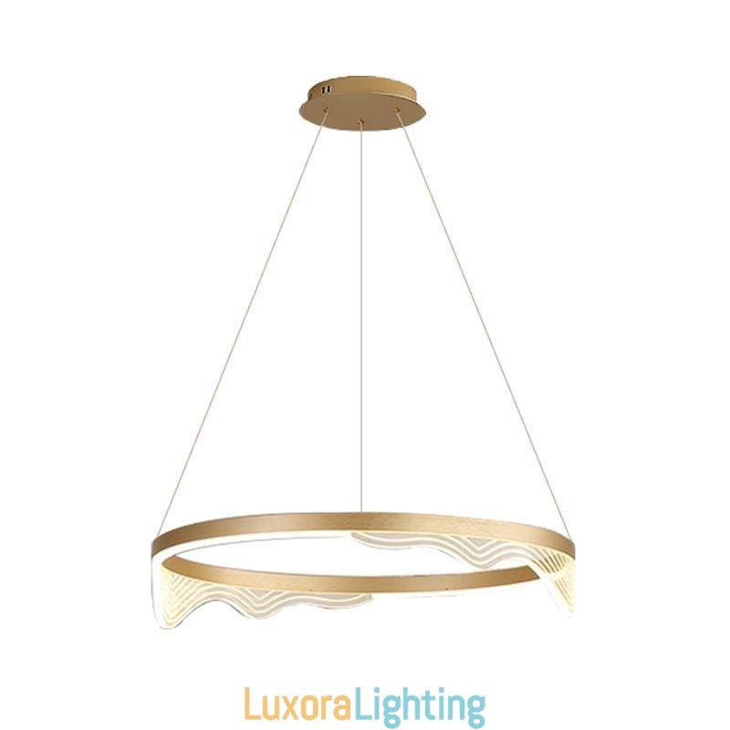 Designer Touch Decorative Nordic Aluminum Pendant Light Golden Wave Ripple Hanging Light