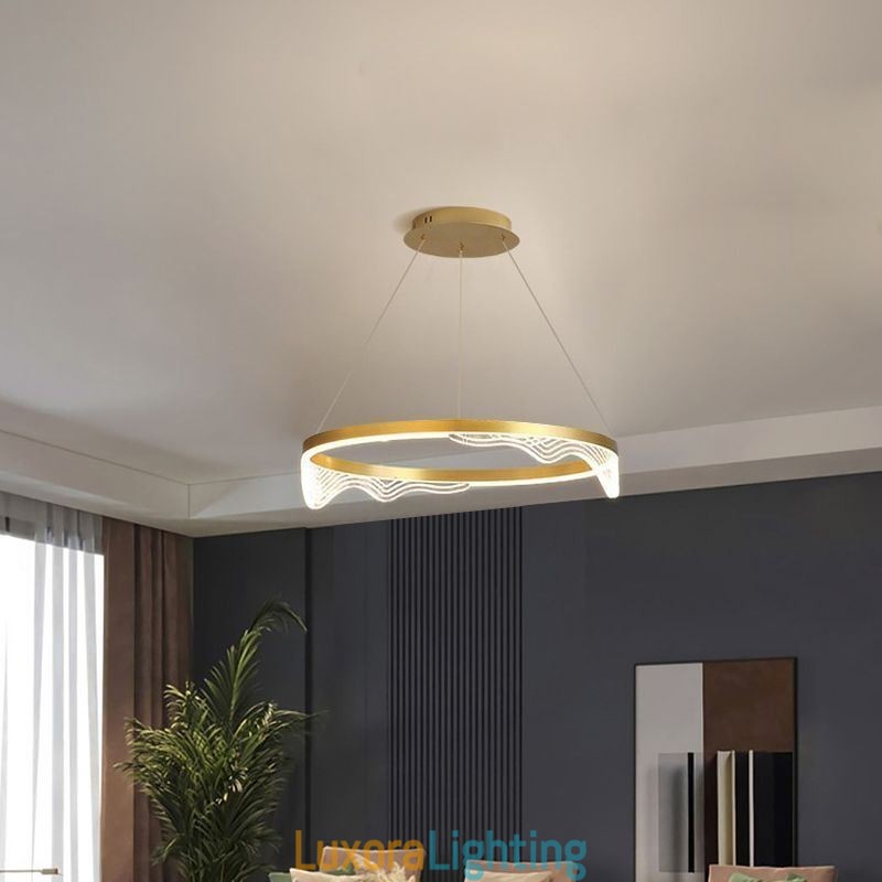 Designer Touch Decorative Nordic Aluminum Pendant Light Golden Wave Ripple Hanging Light