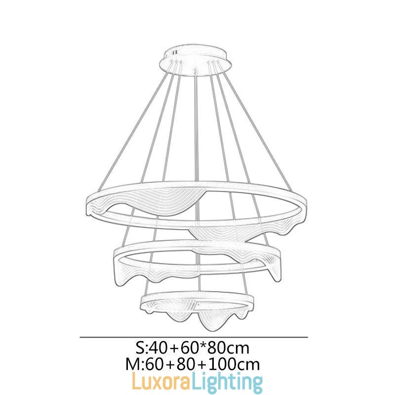 Designer Touch Decorative Pendant Light Golden Wave Ripple Hanging Light 3 Light