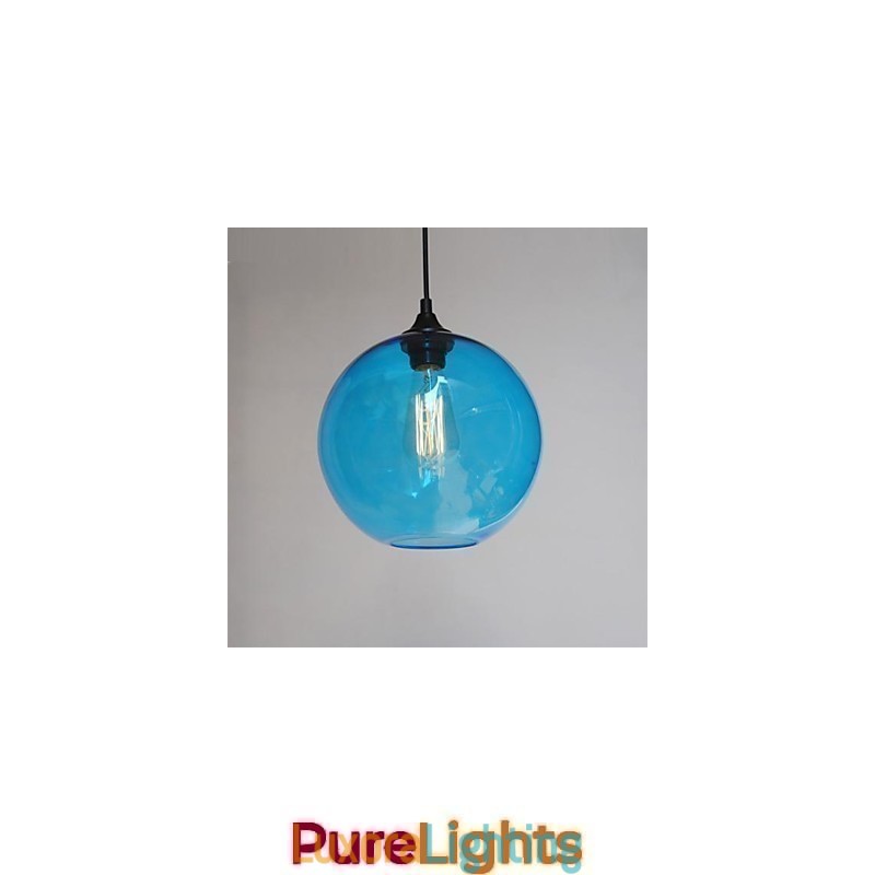 Designer Touch Decorative Modern Glass Pendant in Round blue Bubble Design