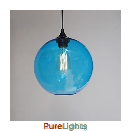 Designer Touch Decorative Modern Glass Pendant in Round blue Bubble Design