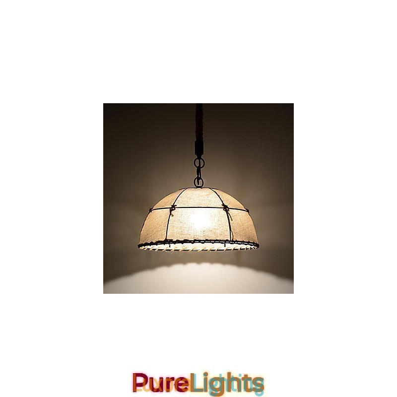 Designer Touch Decorative Half Round shaped 1 Lights Pendant Lamps Vintage Style Industry Style Yellow Cloth & Metals Drop Light