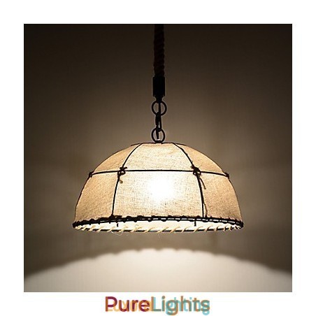 Designer Touch Decorative Half Round shaped 1 Lights Pendant Lamps Vintage Style Industry Style Yellow Cloth & Metals Drop Light