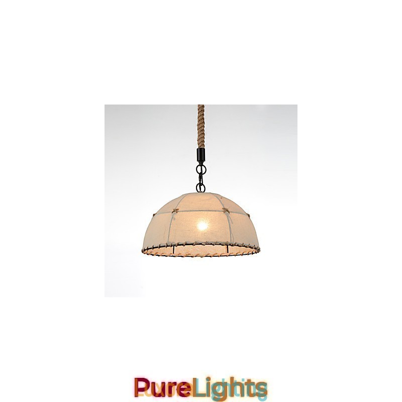 Designer Touch Decorative Half Round shaped 1 Lights Pendant Lamps Vintage Style Industry Style Yellow Cloth & Metals Drop Light
