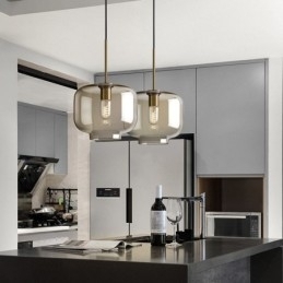 Designer Touch Decorative Glass Pendant Light Minimalist Cognac Color Glass Light Fixture