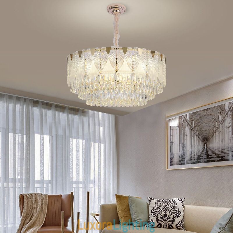 Designer Touch Decorative Crystal Pendant Light Lacy Round Ceiling Lighting Fixture