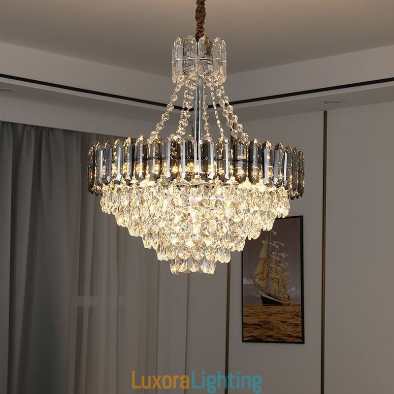 Designer Touch Decorative Crystal Pendant Light Conical Hanging Lighting Fixture Light
