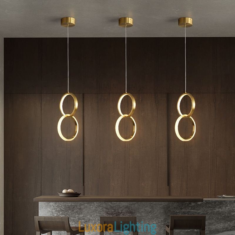 Designer Touch Decorative Pendant Light Brass Rings Light Fixture