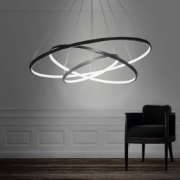 Designer Touch Decorative Modern Pendant Light Aluminum Black 3 Ring Hanging Light
