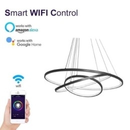 Designer Touch Decorative Modern Pendant Light Aluminum Black 3 Ring Hanging Light