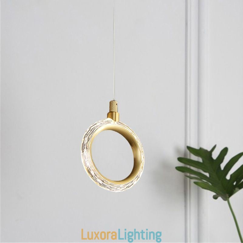 Designer Touch Decorative Pendant Light Acrylic Ring Light Fixture with Spotlight