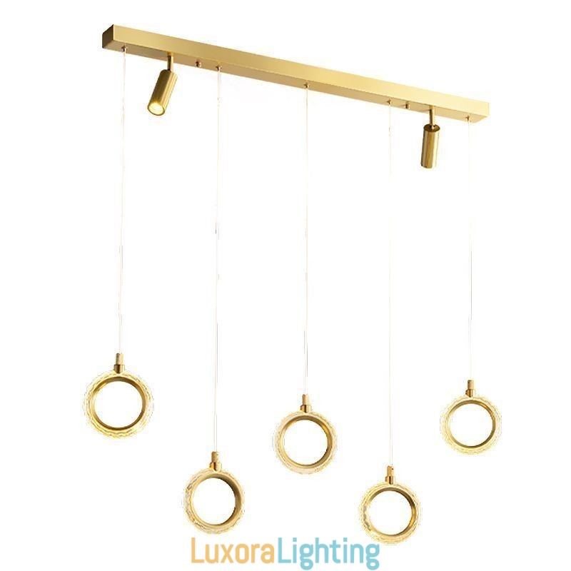 Designer Touch Decorative Pendant Light Acrylic Ring Light Fixture with Spotlight