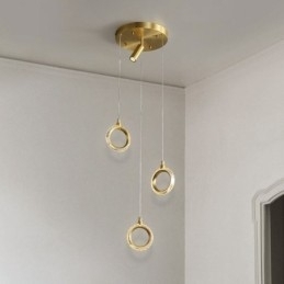 Designer Touch Decorative Pendant Light Acrylic Ring Light Fixture with Spotlight