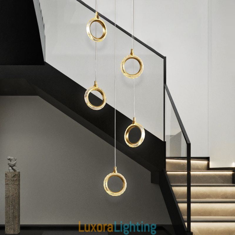 Designer Touch Decorative Pendant Light Acrylic Ring Light Fixture with Spotlight