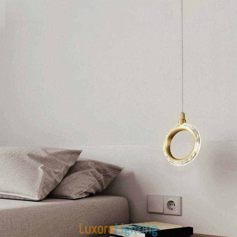 Designer Touch Decorative Pendant Light Acrylic Ring Light Fixture with Spotlight
