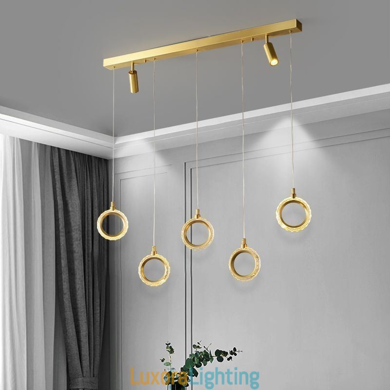 Designer Touch Decorative Pendant Light Acrylic Ring Light Fixture with Spotlight
