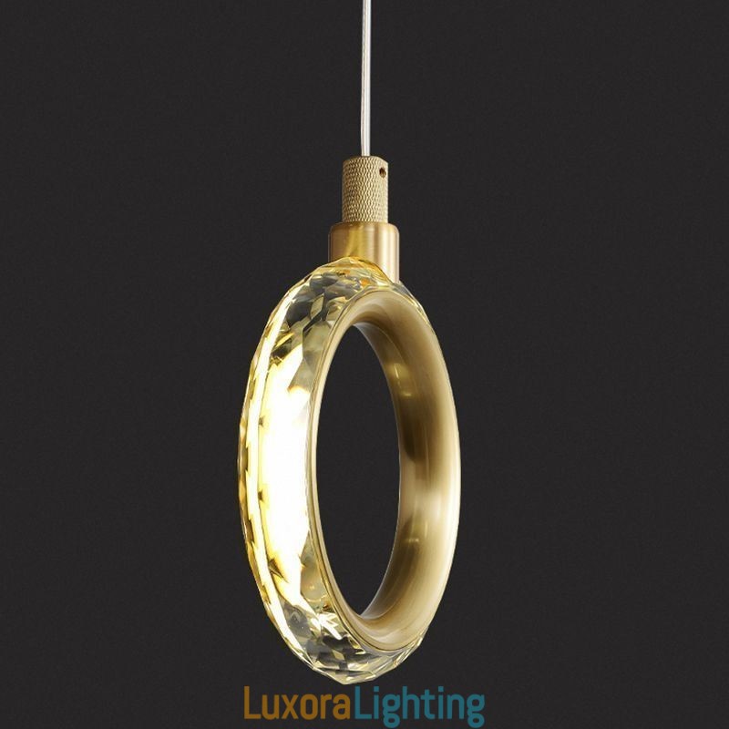 Designer Touch Decorative Pendant Light Acrylic Ring Light Fixture with Spotlight
