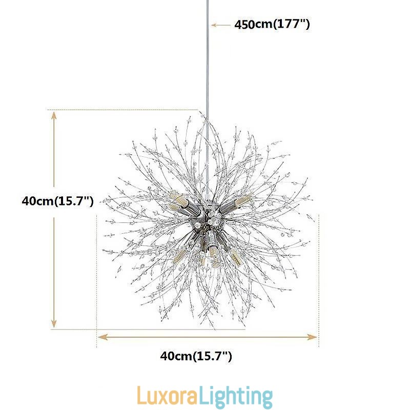 Designer Touch Decorative Firework Chandelier 8 Lights Dandelion Pendant Light