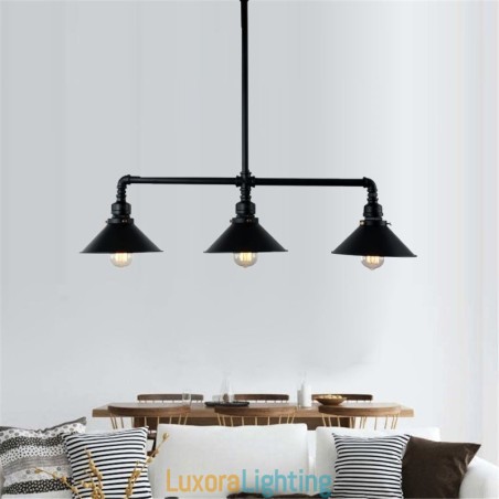 Designer Touch Decorative 3 Light Retro Industrial Vintage Water Pipe Pendant Light Chandelier Country Rustic Style