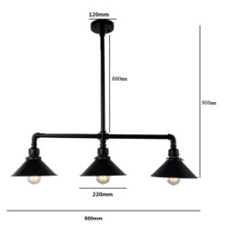 Designer Touch Decorative 3 Light Retro Industrial Vintage Water Pipe Pendant Light Chandelier Country Rustic Style