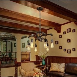Designer Touch Decorative 6 Light Retro Industrial Vintage Water Pipe Pendant Light Chandelier Country Rustic Style