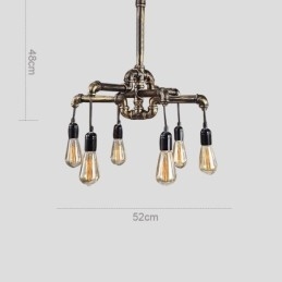 Designer Touch Decorative 6 Light Retro Industrial Vintage Water Pipe Pendant Light Chandelier Country Rustic Style
