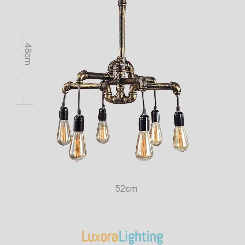 Designer Touch Decorative 6 Light Retro Industrial Vintage Water Pipe Pendant Light Chandelier Country Rustic Style