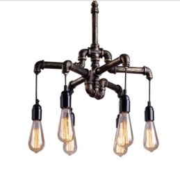 Designer Touch Decorative 6 Light Retro Industrial Vintage Water Pipe Pendant Light Chandelier Country Rustic Style