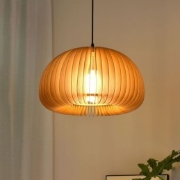 Designer Touch Decorative Retro Style Pendant Light Basswood Pumpkin Pendant Lamp