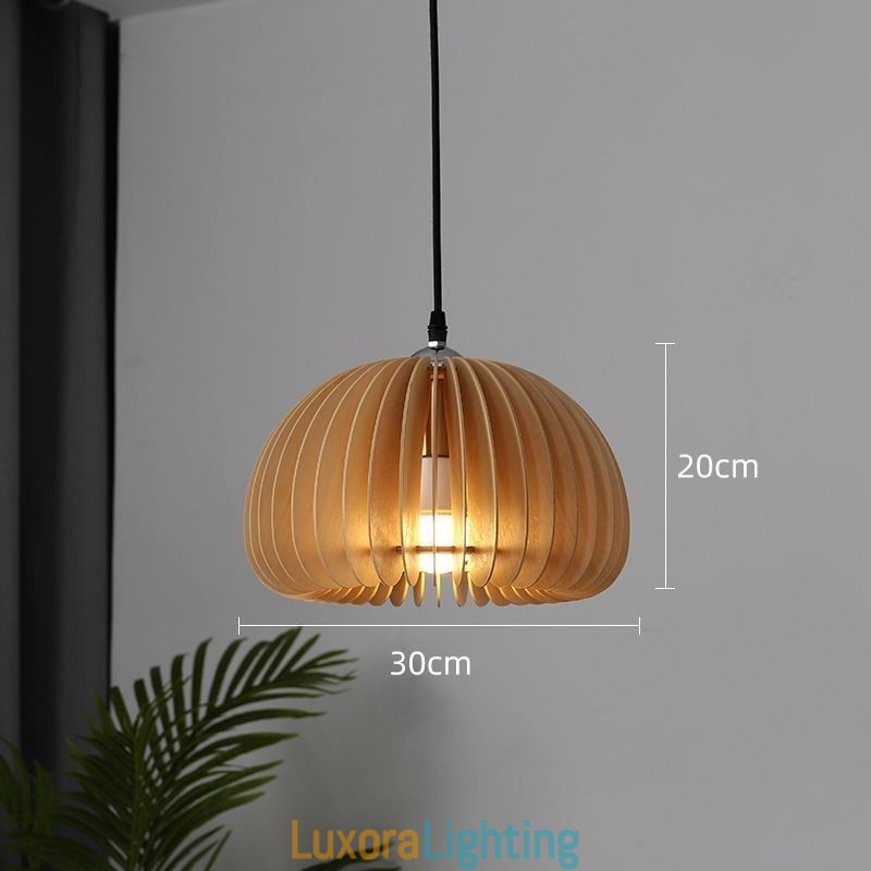 Designer Touch Decorative Retro Style Pendant Light Basswood Pumpkin Pendant Lamp