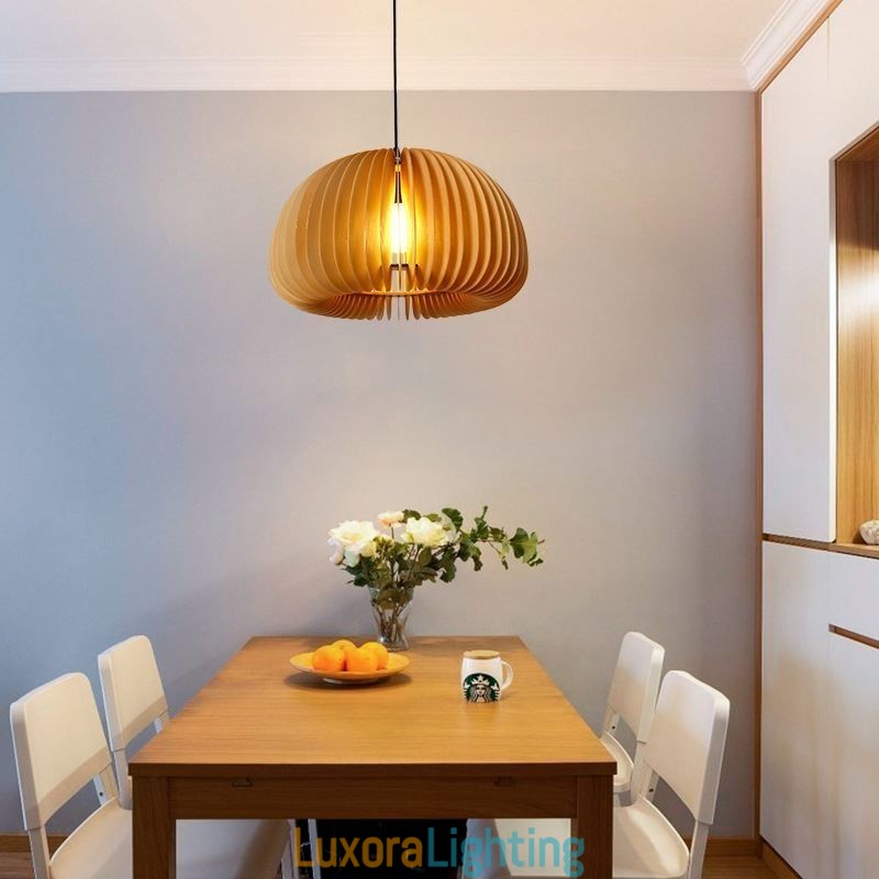 Designer Touch Decorative Retro Style Pendant Light Basswood Pumpkin Pendant Lamp