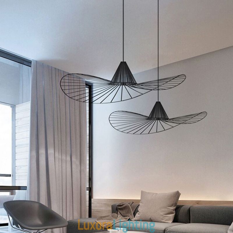 Designer Touch Decorative Iron Pendant Light Simple Straw Hat Lamp 1 Light