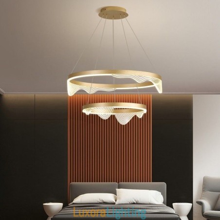 Designer Touch Decorative Golden Wave Ripple Pendant Light Ceiling Light 2 Light