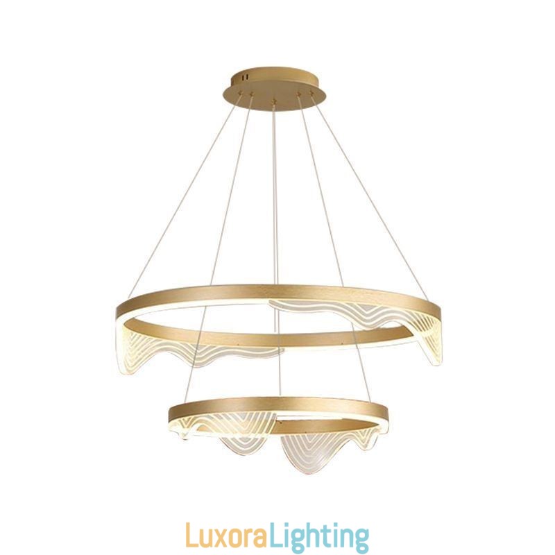 Designer Touch Decorative Golden Wave Ripple Pendant Light Ceiling Light 2 Light