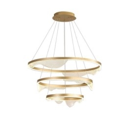 Designer Touch Decorative Pendant Light Golden Wave Ripple Hanging Light 3 Light