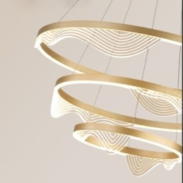 Designer Touch Decorative Pendant Light Golden Wave Ripple Hanging Light 3 Light