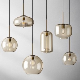 Designer Touch Decorative Glass Pendant Light Minimalist Cognac Color Glass Light Fixture