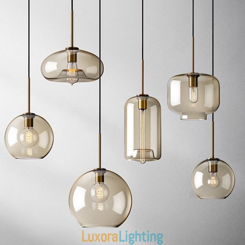 Designer Touch Decorative Glass Pendant Light Minimalist Cognac Color Glass Light Fixture