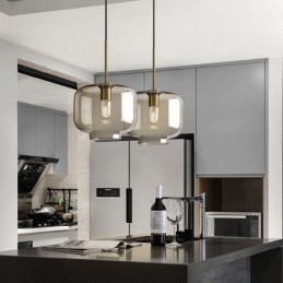 Designer Touch Decorative Glass Pendant Light Minimalist Cognac Color Glass Light Fixture