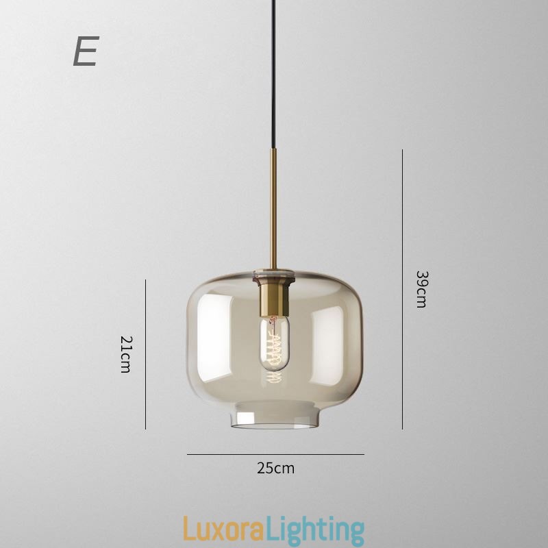 Designer Touch Decorative Glass Pendant Light Minimalist Cognac Color Glass Light Fixture