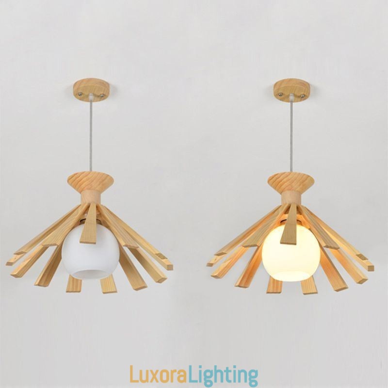 Designer Touch Decorative Simple Style Wood Pendant Light Fixture