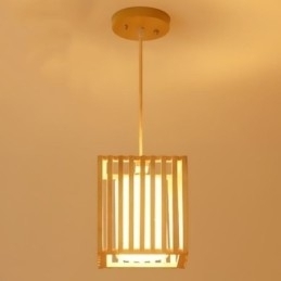 Designer Touch Decorative Minimalist Wood Cage Pendant Light