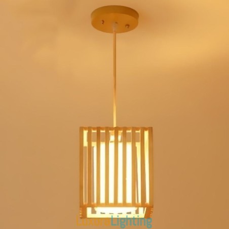 Designer Touch Decorative Minimalist Wood Cage Pendant Light