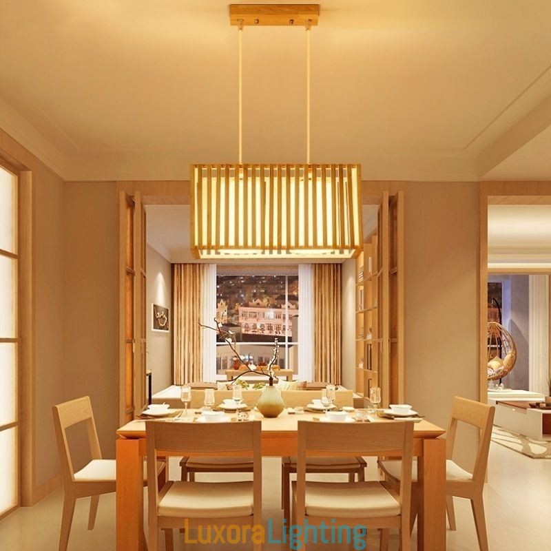 Designer Touch Decorative Minimalist Wood Cage Pendant Light