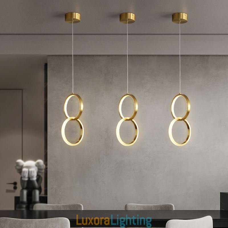 Designer Touch Decorative Pendant Light Brass Rings Light Fixture