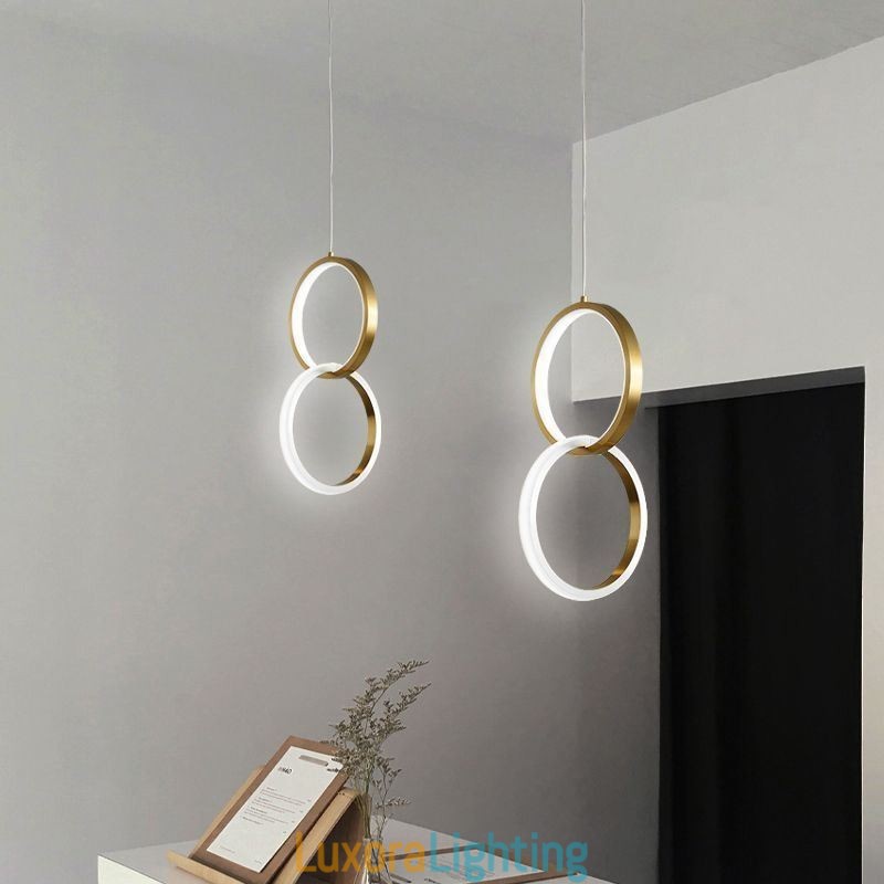 Designer Touch Decorative Pendant Light Brass Rings Light Fixture