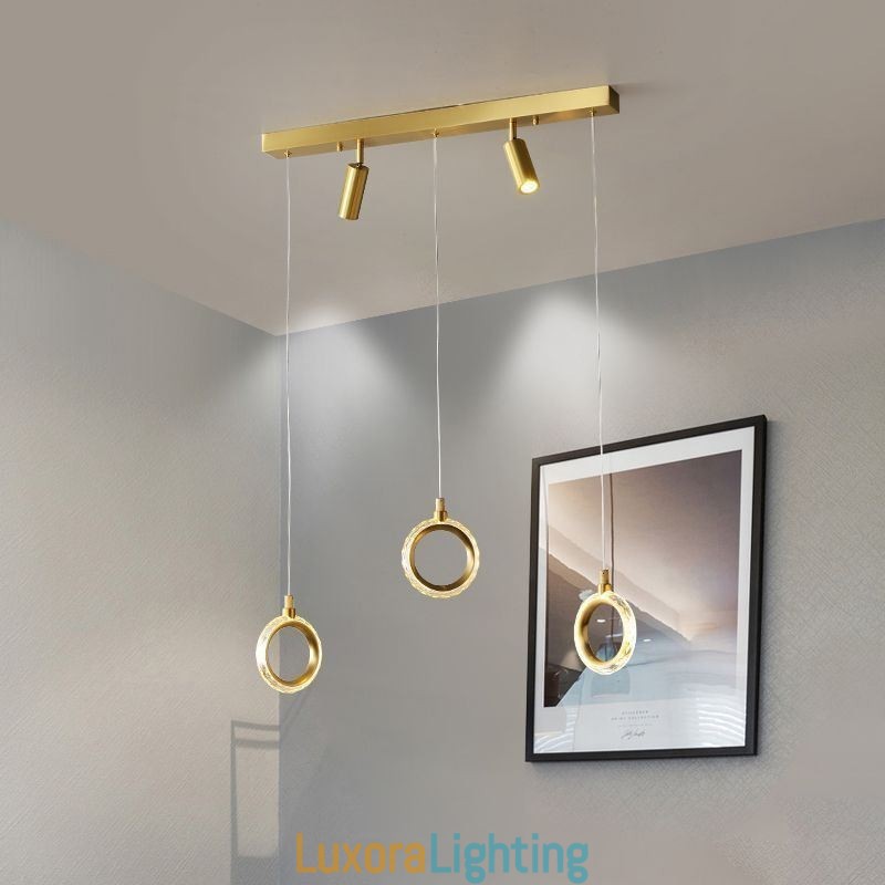 Designer Touch Decorative Pendant Light Acrylic Ring Light Fixture with Spotlight